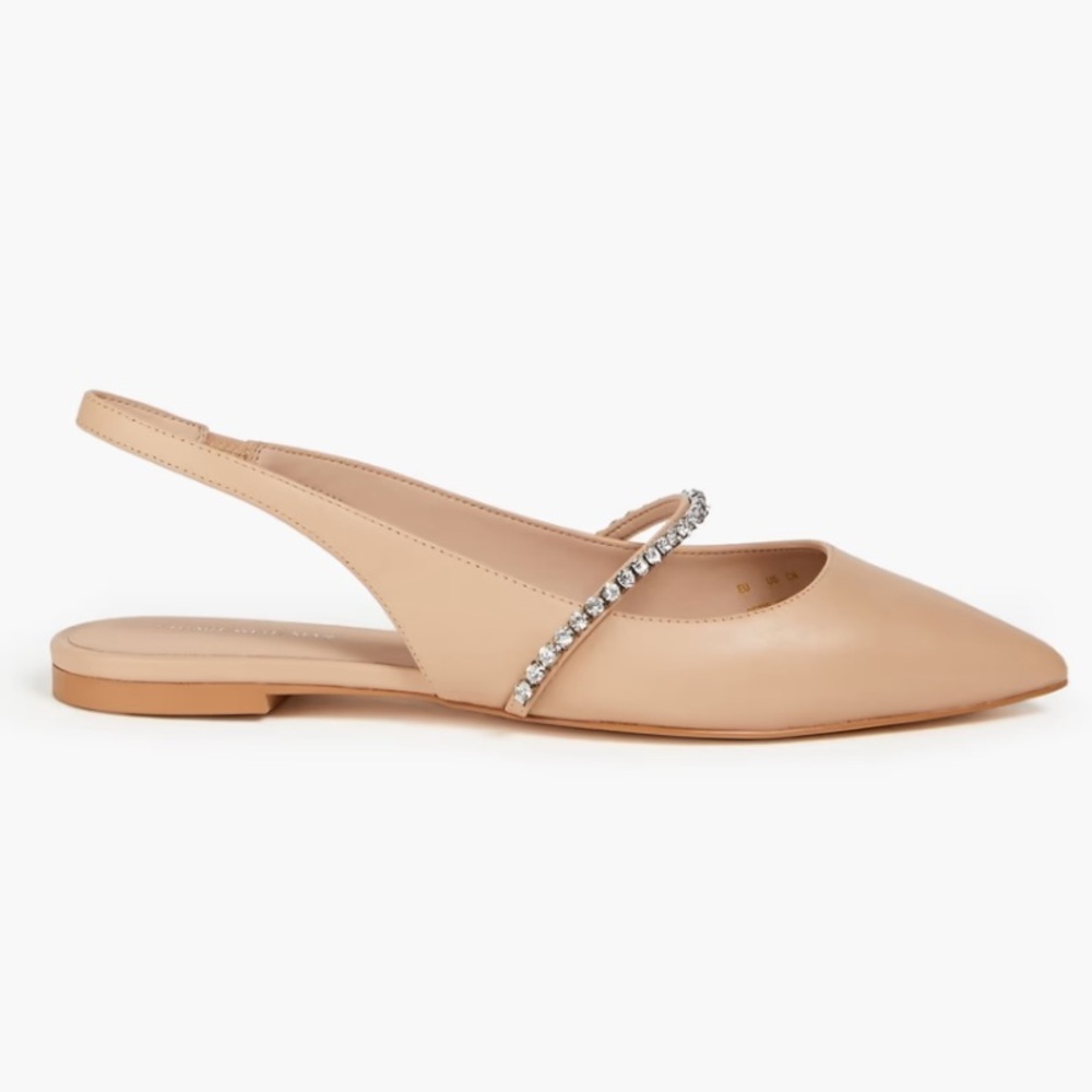 STUART WEITZMAN Crystalline embellished leather slingback point-toe flats - Picture 2 of 4
